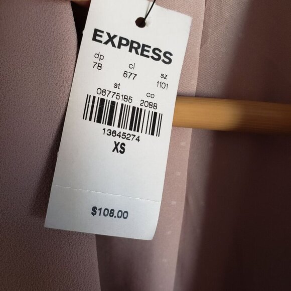 Express Ruched Sleeve Boyfriend Blazer Jacket Open Front Petal Pink Size XS NEW - Picture 9 of 12